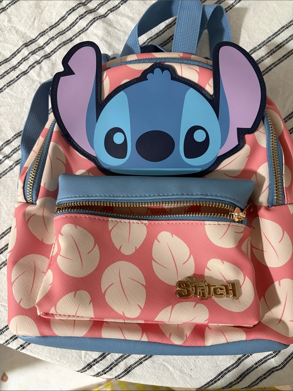 Disney Pink and Blue Stitch Leaf Mini Backpack